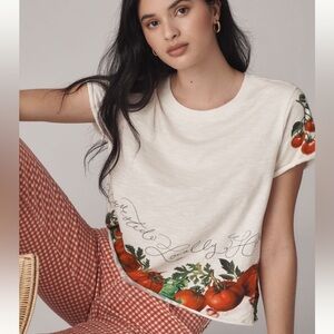 Anthropologie NWT Sz Sm Top/rated & Sold out @anthro; 100% cotton tomato t-shirt